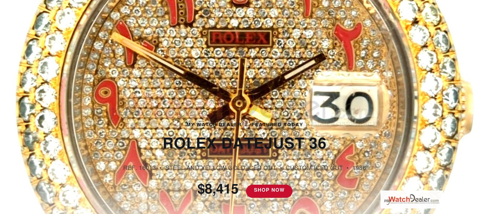 Rolex Datejust 36 16013 Two-Tone Custom Full Pavé Diamond