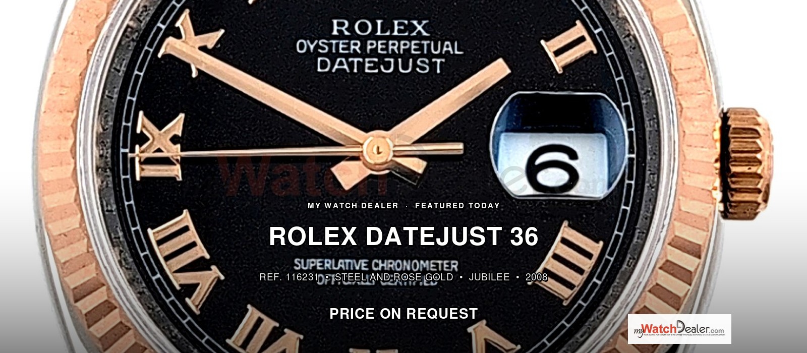 Rolex Datejust 36 Two-Tone Rolesor 116231 Black Roman Jubilee