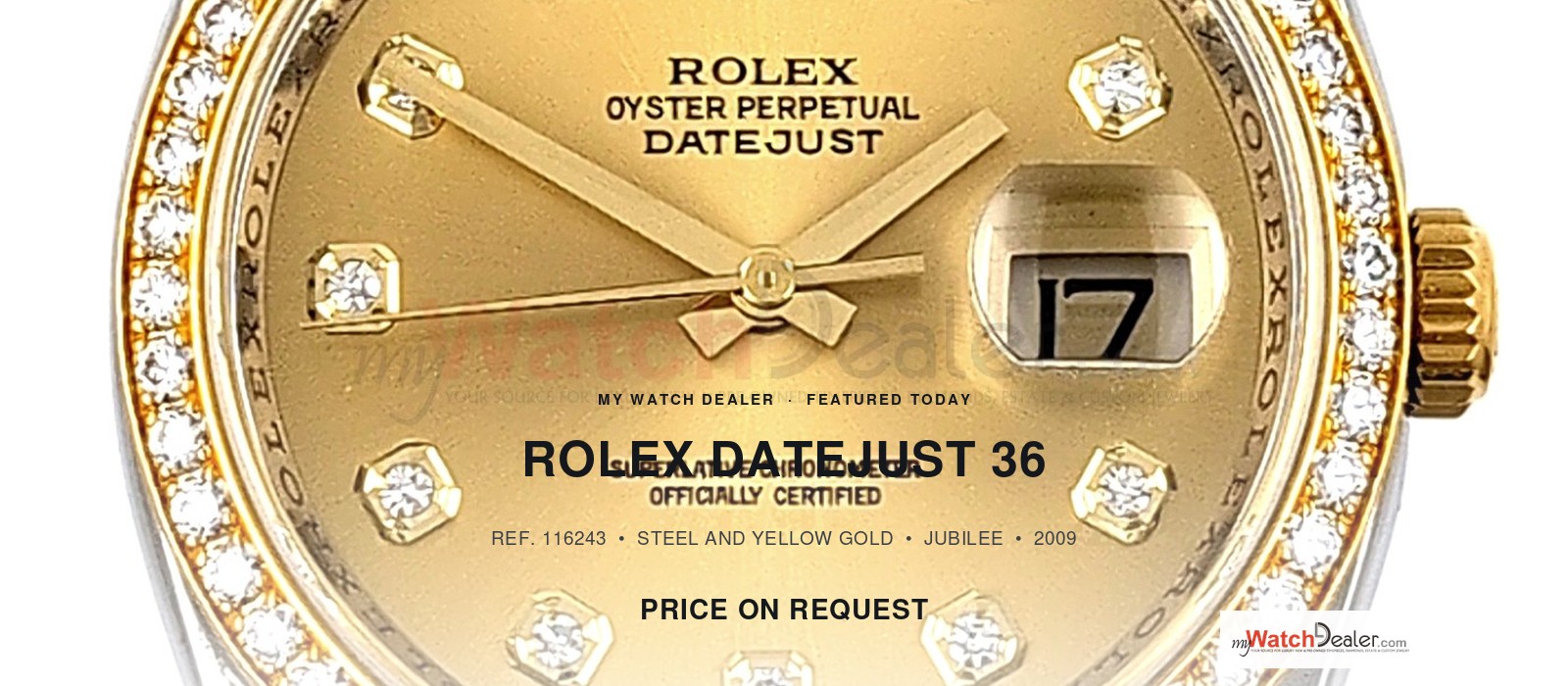 Rolex Datejust 36 Ref. 116243 Two-Tone, Diamond Dial & Bezel