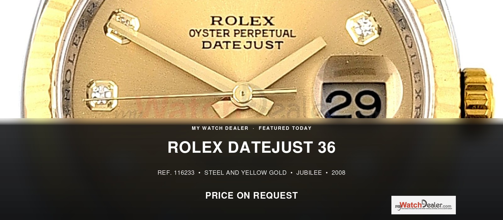 Rolex Datejust 36 116233 Two-Tone Champagne Diamond Dial