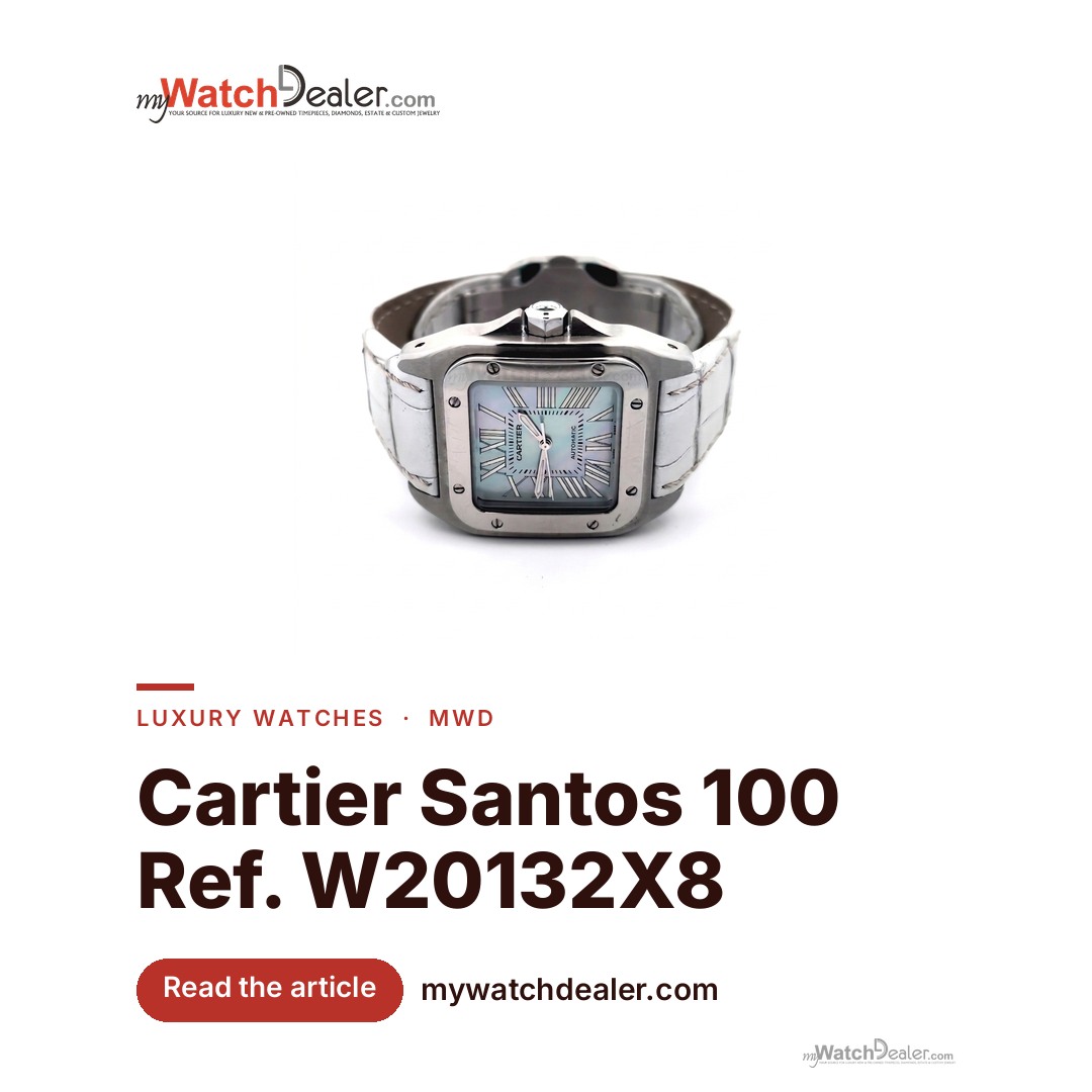 Cartier Santos 100 Steel with Light Blue MOP Dial